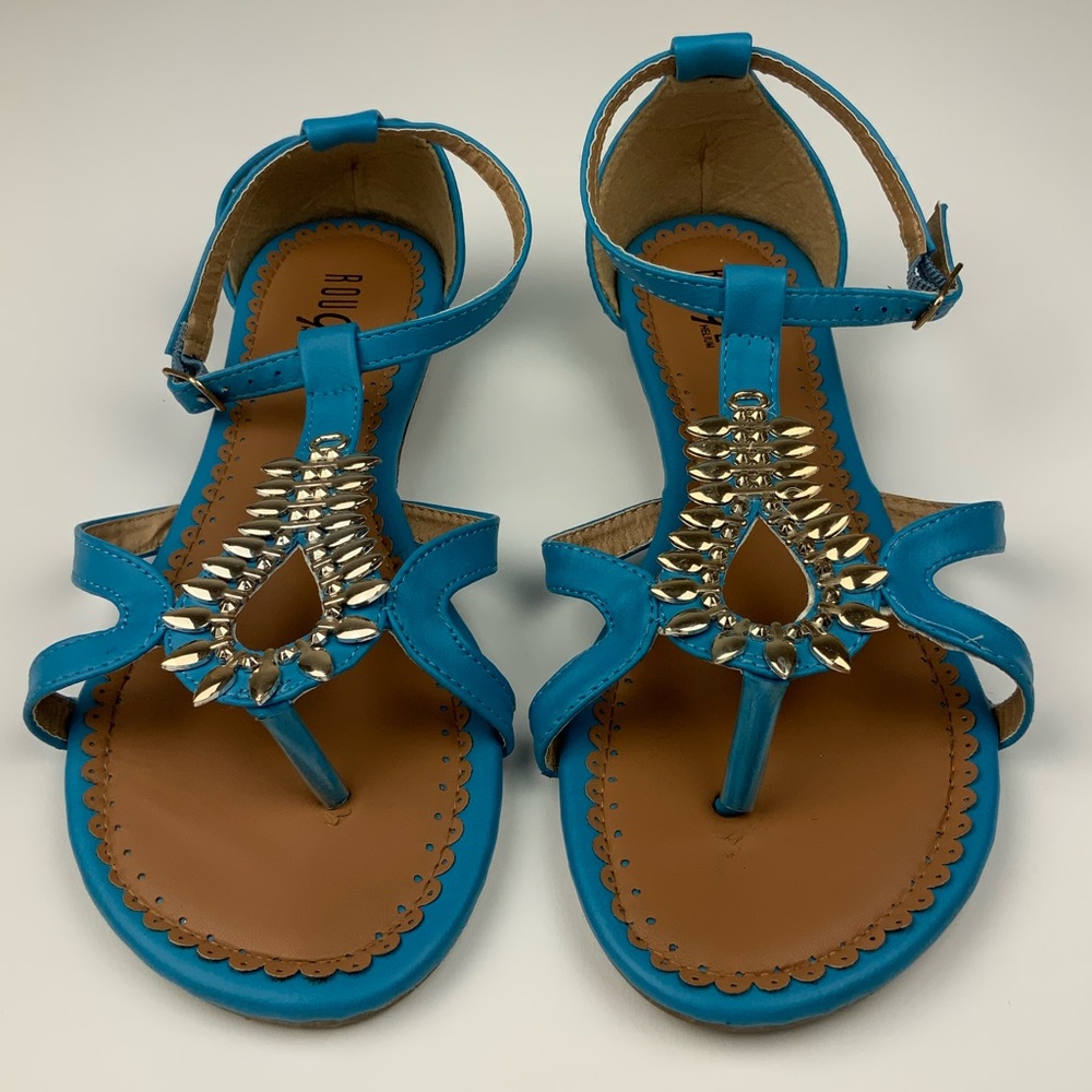 ROGUE HELIUM Blue Women’s Jeweled Sandals.